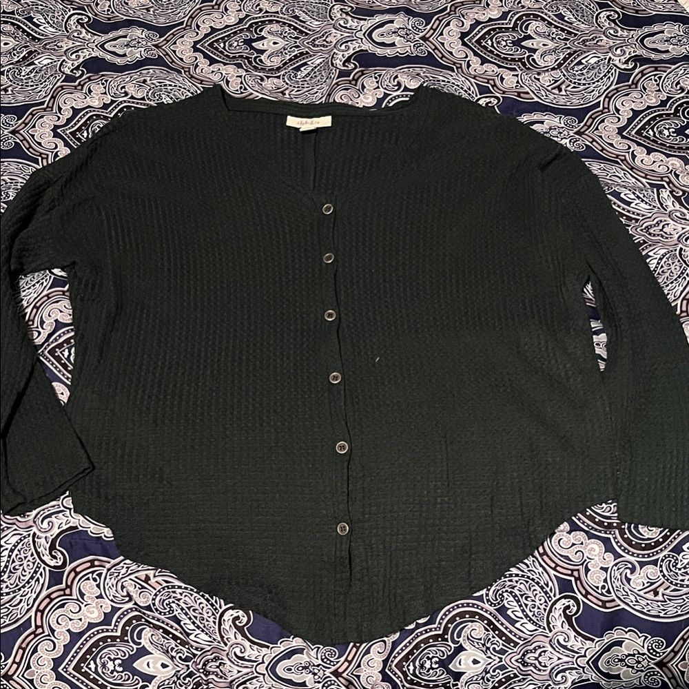 Style & Co. Charcoal Button-Up Cardigan